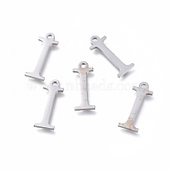 304 Stainless Steel Charms, Greek Alphabet, Stainless Steel Color, Letter.I, 14x5.5x1mm, Hole: 1.2mm(STAS-L263-08P)