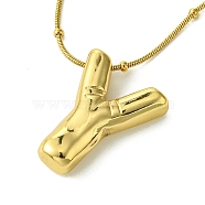 Ion Plating(IP) Initial Letter 304 Stainless Steel Pendant Necklaces, Real 18K Gold Plated, Letter Y, 15.91 inch(40.4cm), pendant: 21x16.5mm(NJEW-R265-05G-Y)
