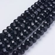 Handmade Glass Beads, Faceted Rondelle, Black, 14x10mm, Hole: 1mm, about 60pcs/strand(X-G02YI0E5)