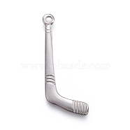 304 Stainless Steel Pendants,  Ice Hockey Stick, Stainless Steel Color, 41x16x2mm, Hole: 2mm(STAS-I117-06P)