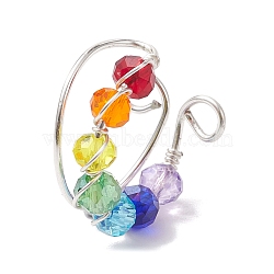 Colorful Glass Cuff Earrings, with Copper Wire, Platinum, 17.5x11.5x19.5mm(EJEW-JE05699-01)