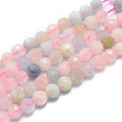 Natural Morganite Beads Strands, Faceted, Round, 5mm, Hole: 0.8mm, about 67pcs/strand, 15.7 inch(40cm)(G-G792-32B)