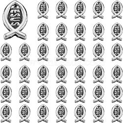 CHGCRAFT 150Pcs Zinc Alloy Beads, Fish with Jesus, Antique Silver, 8.5x5x2.5mm, Hole: 1.2mm(FIND-CA0003-13)