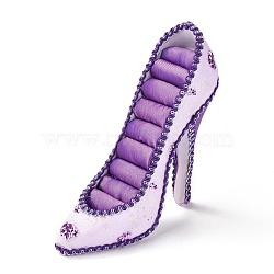 Flannelette & Resin High-Heeled Shoes Jewelry Displays Stand, Earring Necklace Ring Jewelry Holder Stand Display, Lilac, 15x4.6x13.5cm(ODIS-A010-24)