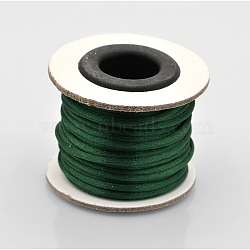 Macrame Rattail Chinese Knot Making Cords Round Nylon Braided String Threads, Satin Cord, Dark Green, 2mm, about 10.93 yards(10m)/roll(X-NWIR-O002-07)