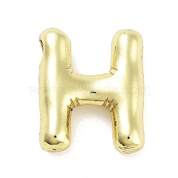 Rack Plating Brass Pendants, Long-Lasting Plated, Real 18K Gold Plated, Letter H, 20.5x17x5.5mm, hole: 2.5~3x2.5mm(KK-C055-01H-G)