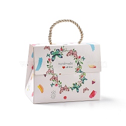 Rectangle Paper Gift Boxes with Handle Rope, for Gift Wrapping, Butterfly Pattern, 14x7x10.5cm(CON-B010-03C)