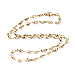 304 Stainless Steel Chain Necklaces, Jewely for Unisex, Flat Round, Real 18K Gold Plated, 17.80 inch(45.2cm)(NJEW-Q335-12G)