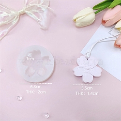 Cherry Blossom Flower Pendant DIY Food Grade Silicone Mold, Resin Casting Molds, for UV Resin, Epoxy Resin Craft Making, White, 68x68x20mm(PW-WG89730-01)
