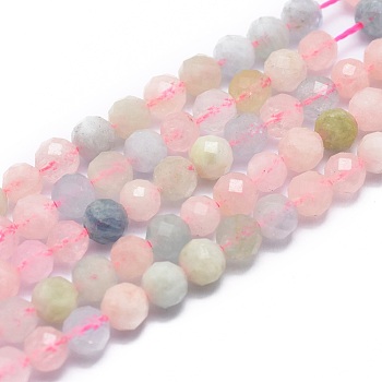 Natural Morganite Beads Strands, Faceted, Round, 5mm, Hole: 0.8mm, about 67pcs/strand, 15.7 inch(40cm)