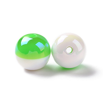 Two Tone Opaque Resin Beads, AB Color, Round, Spring Green, 16.8x16mm, Hole: 3mm
