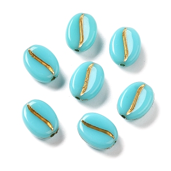 Opaque Acrylic Beads, Oval, Cyan, 10.5x8x5mm, Hole: 1.4mm, about: 1900pcs/500g