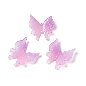 Two Tone Opaque Acrylic Cabochons, Butterfly, Pearl Pink, 25x23.5x6mm