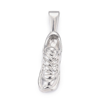 304 Stainless Steel Pendants, Football Boots, Stainless Steel Color, 22x7x7mm, Hole: 7.5x3.5mm.
