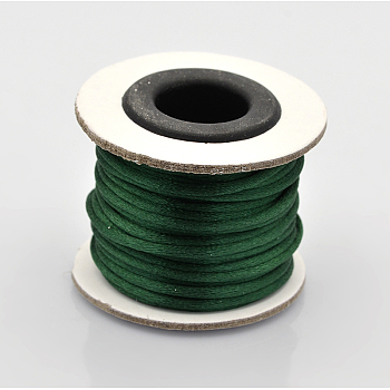 Macrame Rattail Chinese Knot Making Cords Round Nylon Braided String Threads, Satin Cord, Dark Green, 2mm, about 10.93 yards(10m)/roll