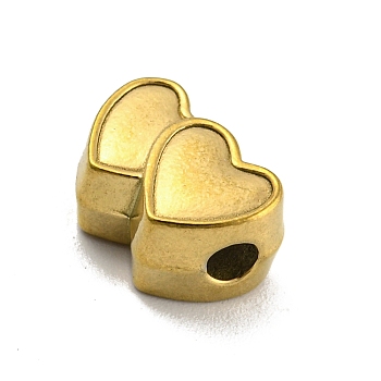304 Stainless Steel Beads, Heart, Golden, 8x12x6mm, Hole: 2.5mm