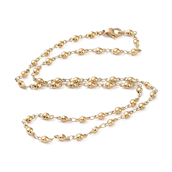 304 Stainless Steel Chain Necklaces, Jewely for Unisex, Flat Round, Real 18K Gold Plated, 17.80 inch(45.2cm)