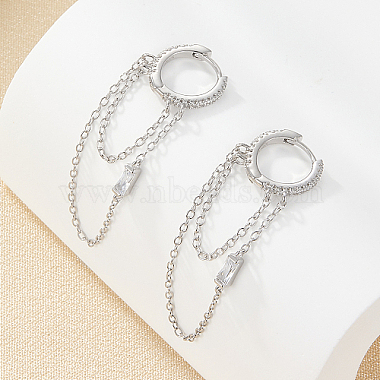 Rhodium Plated 925 Sterling Silver Hoop Earrings(UF8951-2)-2
