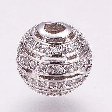 10mm Round Brass+Cubic Zirconia Beads