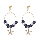 Natural Lapis Lazuli Chip Beads Dangle Stud Earrings(EJEW-TA00035-04)-1