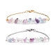 2Pcs 2 Color Natural Fluorite Chip Beaded Link Bracelets Set with 304 Stainless Steel Cable Chains(BJEW-JB07914-02)-1