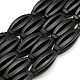 Natural Oval Black Stone Beads Strands(G-P062-43)-1