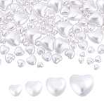 200Pcs 4 styles Resin Imitation Pearl Cabochons, Heart, Antique White, 5.6~15.5x6~16.58x3.9~9mm, 50pcs(FIND-GA0004-74)