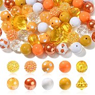 Opaque Acrylic Beads Set, Thanksgiving Day Theme, Round, Dark Orange, 19~20x18~19mm, Hole: 2~3mm(MACR-CJC0001-13B-04)