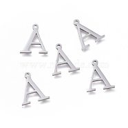 304 Stainless Steel Charms, Greek Alphabet, Stainless Steel Color, Letter.A, 13.8x11.5x1mm, Hole: 1.2mm(STAS-K215-19P)