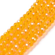 Electroplate Glass Beads Strands, Half Rainbow Plated, Faceted, Rondelle, Gold, 2.5x2mm, Hole: 0.4mm, about 150~155pcs/strand, 32~33cm(EGLA-A034-T1mm-L11)