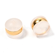 TPE Plastic Ear Nuts, with 316 Surgical Stainless Steel Findings, Earring Backs, Half Round/Dome, Real 18k Gold Plated, 6x6.5mm(KY-H004-02L-02G)