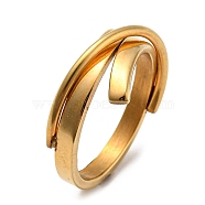 Ion Plating(IP) 304 Stainless Steel Rings for Women, Wrap Ring, Golden, US Size 7(17.3mm)(RJEW-E078-03G)