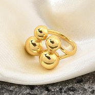 Brass Open Cuff Rings for Women, Round, Inner Diameter: US Size 7 1/4(17.5mm)(RJEW-F171-01G-03)