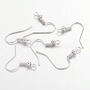 Iron Earring Hooks, Ear Wire, with Horizontal Loop, Silver, 19~21x18~20mm, Pin: 0.65mm, 22 Gauge(J07JW-S)