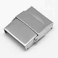 Rectangle 201 Stainless Steel Watch Band Clasps, Stainless Steel Color, 25x22x7mm, Hole: 3x18mm(STAS-F067-06)