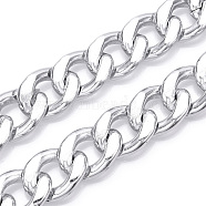 Aluminum Curb Chains, Diamond Cut Faceted Cuban Link Chains, Unwelded, Silver, 25.5x19.5x5mm(CHA-N003-16S)