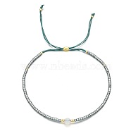 Japanese MIYUKI Rice Ball Handmade Beaded Bracelet with Adjustable Bohemian Obsidian Rice Ball Silder Bracelets(CT6008-2)