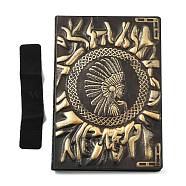 A6 3D Embossed PU Leather Notebook, with Paper Inside, Rectangle with Indian Head Pattern, for School Office Supplies, Black, 213x147x21mm(AJEW-XCP0002-69)