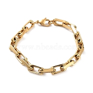 Ion Plating(IP) 304 Stainless Steel Paperclip Chains Bracelets, Real 18K Gold Plated, 8-1/4 inch(21.1cm)(BJEW-K240-06G)