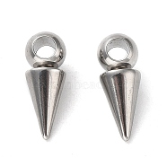 304 Stainless Steel Pendants, Cone Charm, Stainless Steel Color, 16x6mm, Hole: 3.2mm(STAS-M323-31P)