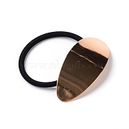 Polyester Elastic Hair Ties, Ponytail Holder, with Metal Findings, Teardrop, Light Gold, 55mm(OHAR-WH0019-08)