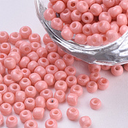 Baking Paint Glass Seed Beads, Round, Dark Salmon, 3x1.5~3mm, Hole: 1mm, about 10000pcs/bag, about 450g/bag(SEED-Q025-3mm-L11)