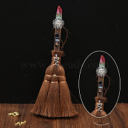 Wood Witch Broom with Synthetic Quartz Pendant Decorations, for Interior Car Mirror Hanging Decorations, 240~290mm(AUTO-PW0001-15G)