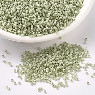 MIYUKI Delica Beads, Cylinder, Japanese Seed Beads, 11/0, (DB1453) Silver Lined Pale Lime Opal, 1.3x1.6mm, Hole: 0.8mm, about 2000pcs/10g(X-SEED-J020-DB1453)