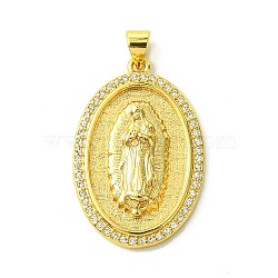 Brass Micro Pave Clear Cubic Zirconia Pendants, Real 18K Gold Plated, Human, Oval, 29.5x20x4mm, Hole: 4x3mm(KK-H472-46G)