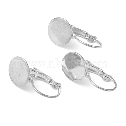 Tarnish Resistant 304 Stainless Steel Leverback Earring Findings, with Flat Round Setting for Cabochon, Stainless Steel Color, 20.5x10x11mm, Pin: 0.8mm, Tray: 10mm(KK-H152-08A-P)