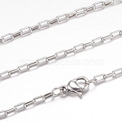 304 Stainless Steel Box Chain Necklaces, with Lobster Claw Clasps, Stainless Steel Color, 19.2 inch(49cm)(STAS-G083-53P)