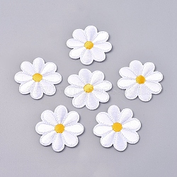 Computerized Embroidery Cloth Iron on/Sew on Patches, Costume Accessories, Appliques, Sunflower, White, 40x1.5mm(DIY-WH0162-28V)