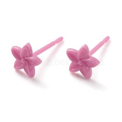 Eco-Friendly Plastic Stud Earrings, Flower, Old Rose, 6x6.5x2mm, Pin: 0.8mm(EJEW-H120-02B)