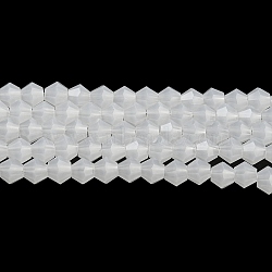 Imitation Jade Glass Beads Strands, Faceted, Bicone, White, 4x4mm, Hole: 0.8mm, about 82~85pcs/strand, 12.01~12.2 inch(30.5~31cm)(EGLA-A039-J4mm-D06)